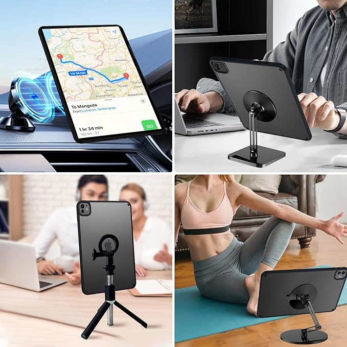 BENTOBEN Magnetic for iPad Pro 11 Inch Case (M5/M4) 2025/2024, Translucent Matte Back Slim Soft TPU Bumper Lightweight Shockproof Protective Women Girls Boys Tablet Case Cover, Black