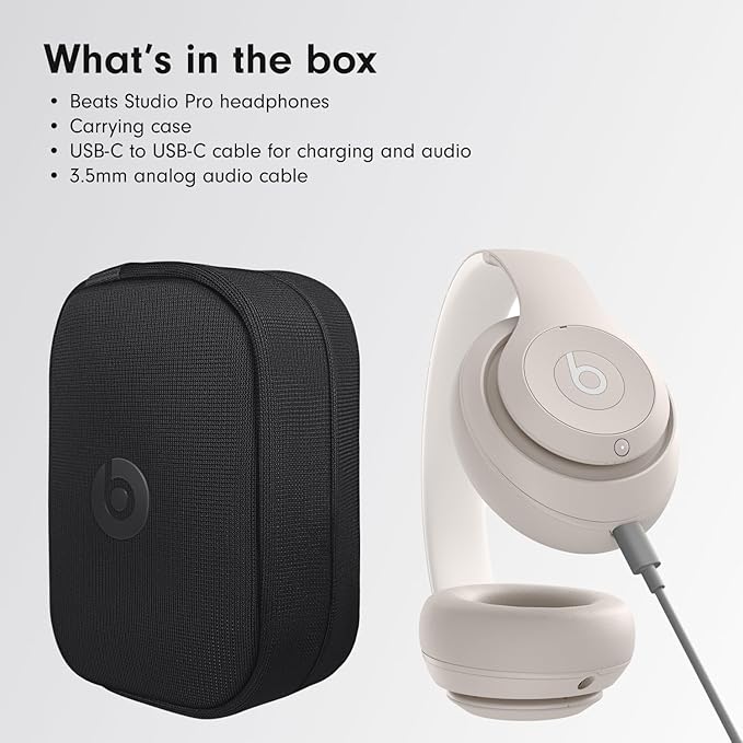Beats Studio Pro Bluetooth Noise Cancelling Headphones with Apple 20W USB-C Power Adapter - Sandstone