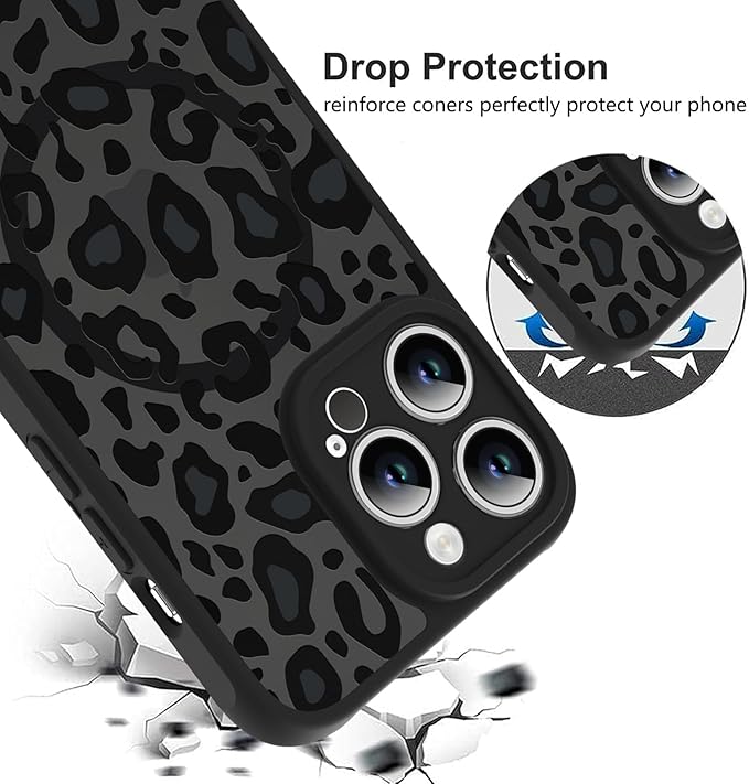KANGHAR Case for iPhone 14 Pro Phone Case [Compatible with Magsafe] Leopard Printed Pattern Cute Cheetah Protective Magnetic Case for Girls Women Men 6.1"