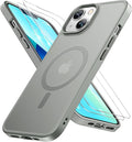 Miracase Magnetic for iPhone 13 Case 6.1 inch (Compatible with MagSafe)（with 2X Screen Protectors） Military-Grade Protection, Anti-Fingerprint Translucent Matte Phone Case Cover, Gray