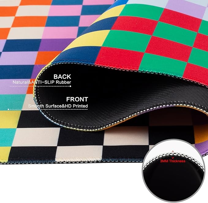 Lokigo Checkered Desk Mat, Large Mouse Pad for Desk, Anti-Slip Waterproof Big Mousepad, Cute DeskMatt for Desktop, Keyboard Mat for Computer Desktop (Retro Checkered)
