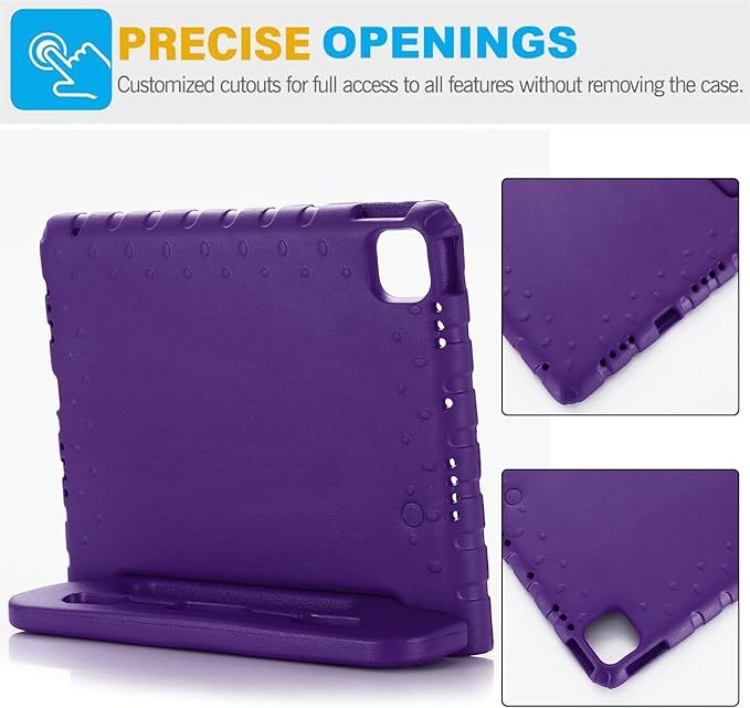 Kids Case for iPad Air 11-inch M3/M2 & iPad Pro 11 inch Case M5/M4 (2025/2024) with Pencil Holder/Kickstand Lightweight Convertible Handle Stand EVA Shockproof Rugged Protective Cover, Black