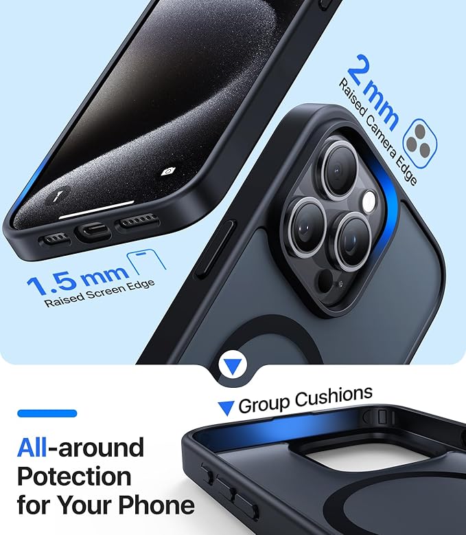 Magnetic for iPhone 12 Case/iPhone 12 Pro Case,[Compatible with MagSafe][Military-Grade Drop Protection][Anti-Yellow] Shockproof Translucent Matte Cover for iPhone 12/12 Pro Phone Case,Black