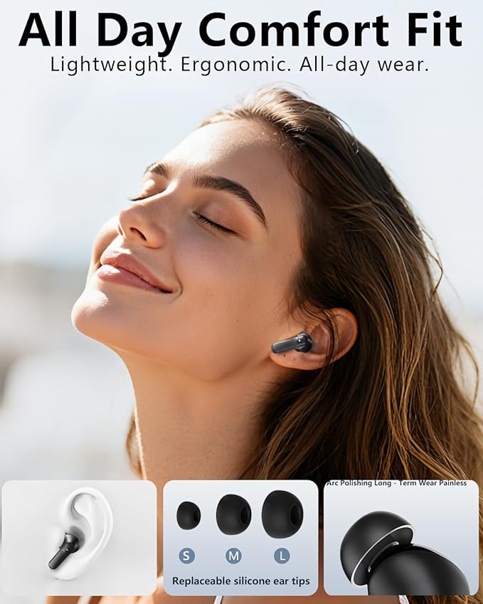 Wireless Earbuds with Active Noise Cancelling,140-Hour Long Battery Life Bluetooth 5.4 Ear Buds,Multi-Device Pairing,Enhanced Clear Call,Deep Bass Stereo In Ear Headphone