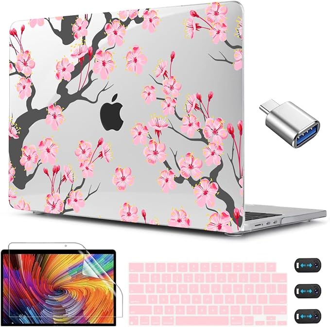 CISSOOK Compatible with MacBook Air 13.6 Inch Case A2681 A3113 A3240 A3449 2022-2026 Release, Hard Shell Case with Keyboard Cover for MacBook Air 13.6 M2 M3 M4 M5 - Cherry Blossoms