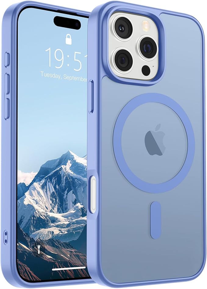 SUPFINE Magnetic for iPhone 16 Pro Max Case (Compatible with MagSafe) (Military Grade Drop Protection) Slim Translucent Matte Shockproof Phone Cover,Blue Purple