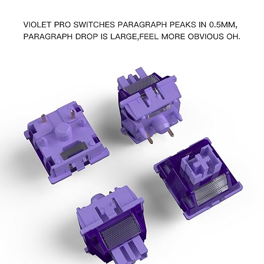 Outemu Violet Pro Keyboard Switch with Dustproof Stem for Mechanical Gaming Keyboard,5-Pin 40gf Tactile Pre-Lubed Switches(10Pcs)