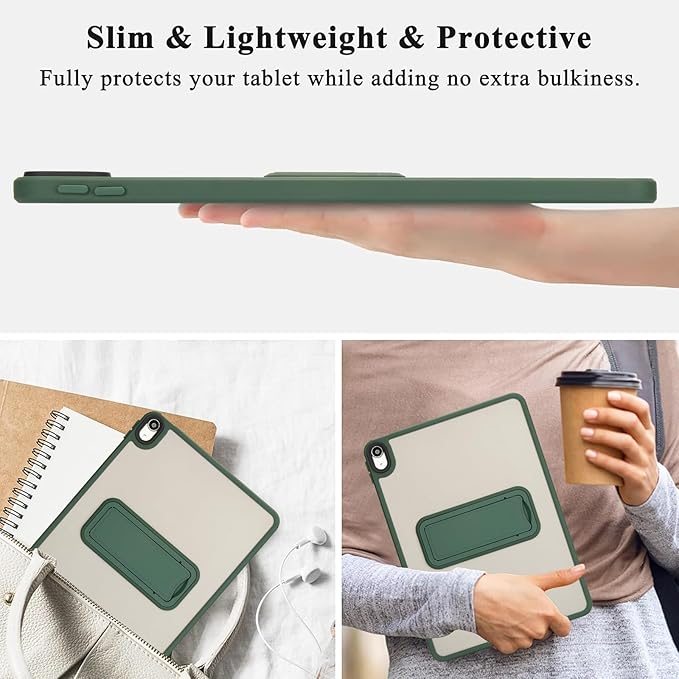Shockproof Case for iPad Air 11-inch M4/M3/M2 (2026/2025/2024) for Women Men, Kickstand Slim Fit Rugged Bumper Lightweight Anti-Scratch Bumper Case Cover for iPad Air 11", Green