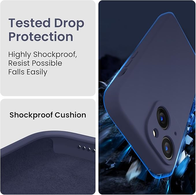 FireNova Designed for iPhone 14 Case, Silicone Upgraded [Camera Protection] Phone Case, Soft Anti-Scratch Microfiber Lining Inside, 6.1 inch, Navy Blue