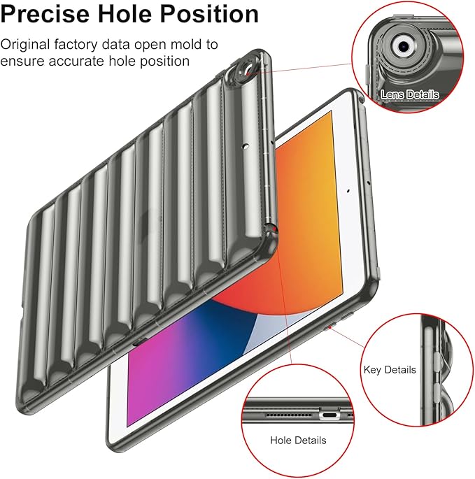 Case for iPad 9th/8th/7th Generation 10.2 inch 2021/2020/2019, Clear Shockproof Soft TPU Back Cover Silicone Bumper Anti-Yellowing Slim Lightweight Protective Shell for iPad 10.2 inch, Gray