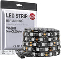 BTF-LIGHTING UL Listed WS2811 IC=RGB+IC Addressable Color RGB LED Strip,16.4FT 60LED/m 10Pixels/m,IP30 Black PCB Flexible DC12V Chasing Effect for Indoor Home Decor,3M Tape(No Adapter or Controller)