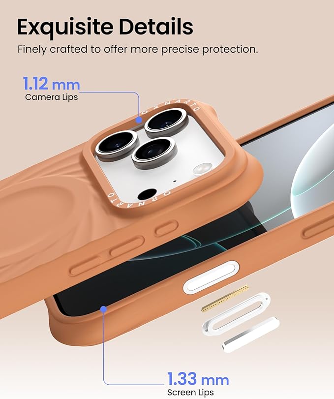 ORNARTO Vortuxe for iPhone 17 Pro Max Case 6.9" | 2X MIL-STD Protection | Camera Button Control | Compatible with MagSafe | Sleek Aesthetic Liquid Silicone Phone Cover | Autumn Orange