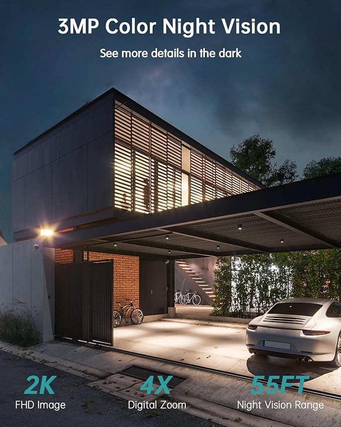 ZUMIMALL 2K Security Cameras Wireless Outdoor, Battery Powered Cameras for Home Security with 360° View, Color Night Vision, 2-Way Talk, AI Motion Alert, Siren, CloudEdge App Supported