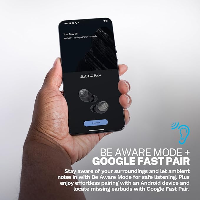 JLab Go Air Pop+ Tones True Wireless Earbuds, in Ear Bluetooth Headphones with Microphone, 35H Playtime, USB-C Charging Case, Dual Connect, EQ3 Sound, IPX4, 728 N