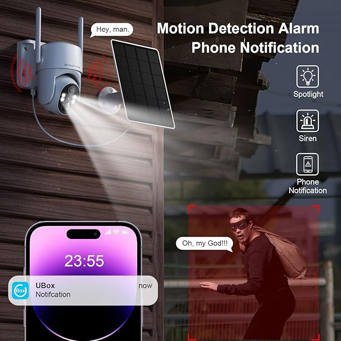 No WIFI Security Camera No Internet Needed, 4G LTE Cellular Security Camera Outdoor Wireless, Solar Power Security Camera Outside, PIR Sensor, 2K Color Night Vision, 360View, 2-Way Talk, IP66