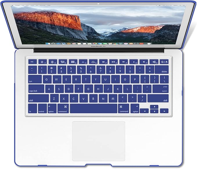IBENZER Compatible with Old Version MacBook Air 13 Inch Case (2010-2017 Release). Models: A1466 / A1369, Plastic Hard Shell Case with Keyboard Cover for Mac Air 13, Turkish Blue, A13TUBL+1