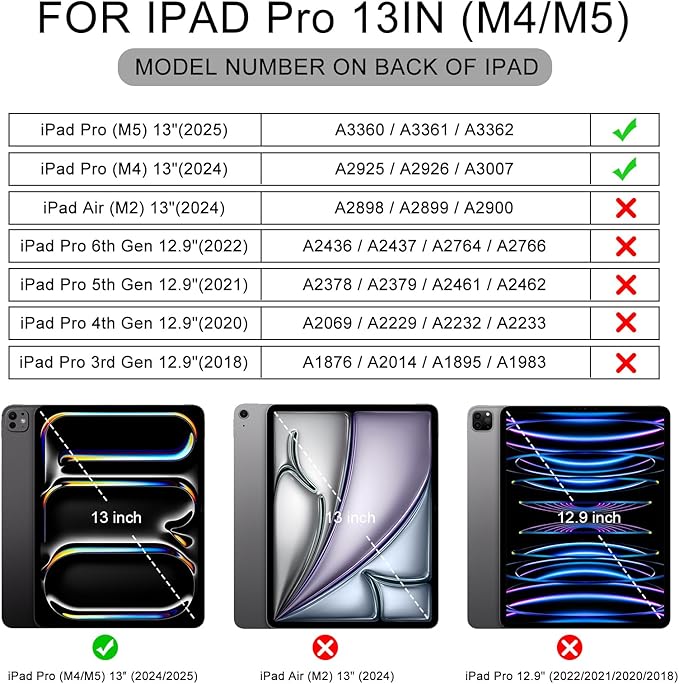 Soke Case for New iPad Pro 13 Inch (M5/M4, 2025/2024 Release), with Pencil Holder Trifold Stand Shockproof [Support Apple Pencil Charging + Auto Wake/Sleep], Soft TPU Back Cover, Book Violet