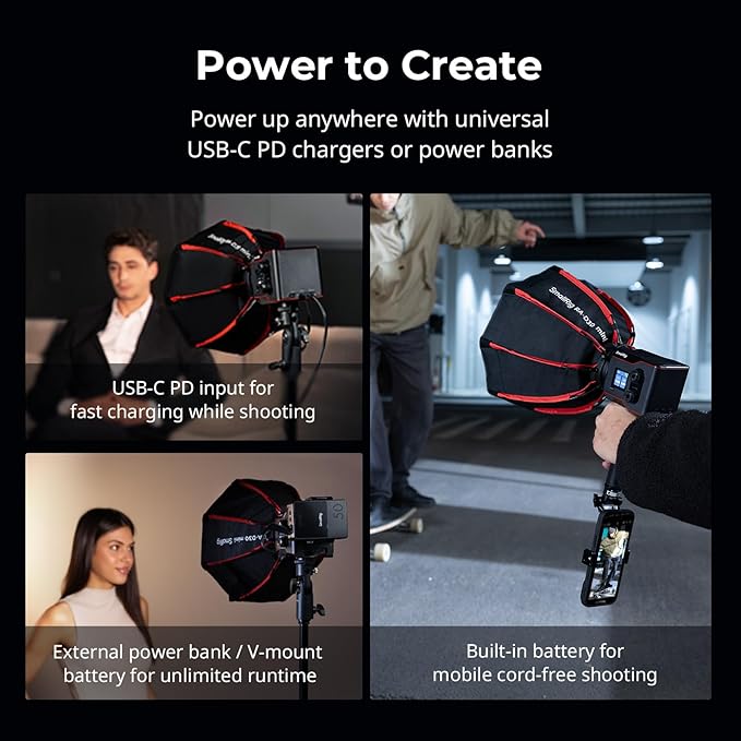 SmallRig RC 60B COB Video Light, 49Wh Battery 45min Runtime, 63W 11200lux CRI 97+ Bicolor LED Video Light, Portable Palm-Sized Continuous Output Light, for Photography/Video/Studio, Mobile Version