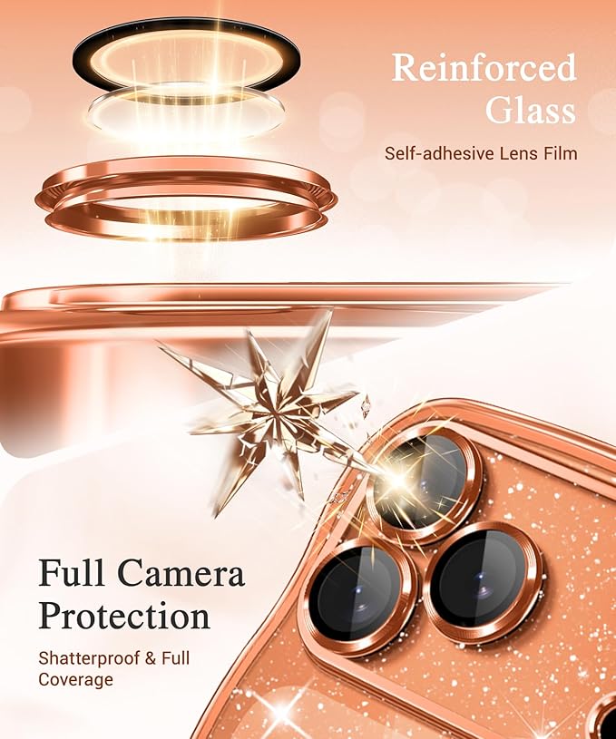GVIEWIN for iPhone 17 Pro Max Case Compatible with MagSafe, Upgraded [Full Camera Protection][Cute Wave Frame][Military Grade Protection] Electroplated Hard Phone Cover for Women Girl, Black