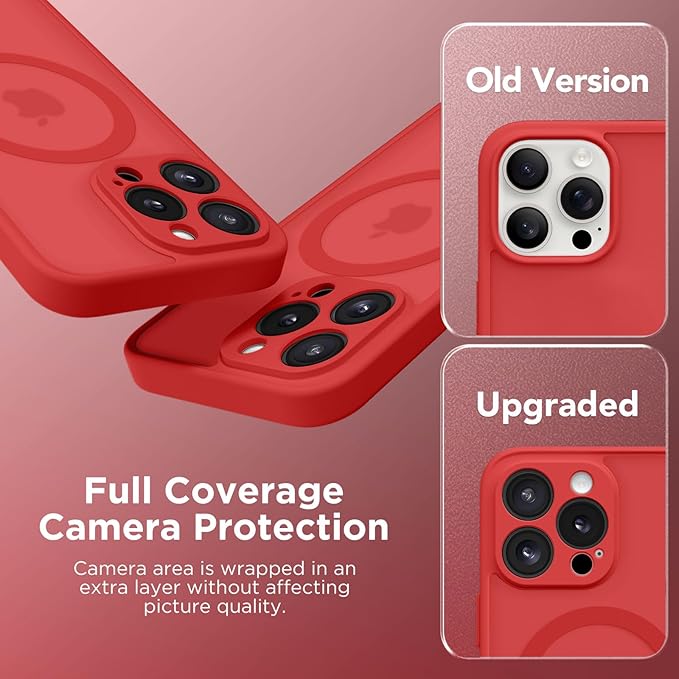 CAPRARO Magnetic for iPhone 15 Pro Max Case, [Compatible with MagSafe] [Full Camera Protection] Shockproof Protective Slim Translucent Matte Phone Case for iPhone 15 Pro Max 6.7'', Watermelon Red