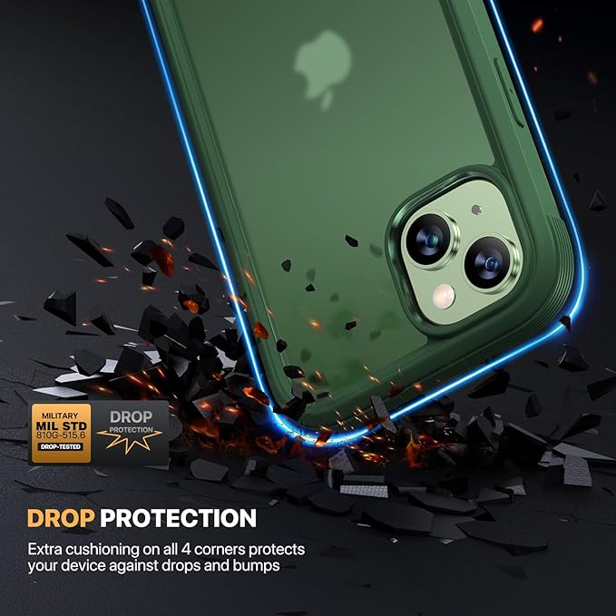 Diaclara Designed for iPhone 15 Case, Full Body Rugged Case with Privacy Built-in Touch Sensitive Anti-Scratch Screen Protector, with Camera Lens Protector for iPhone 15 6.1",Frosted Green