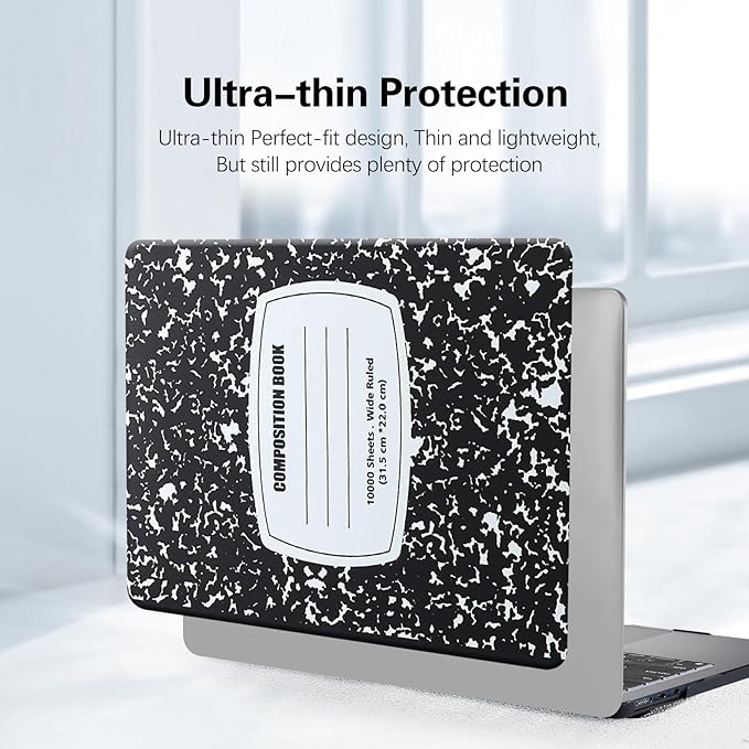 Funut for MacBook Air 13 inch M5 2026 2025-2022 M4 M3 M2 A3449 A3240 A3113 A2681, Plastic Laptop Hard Shell Case & Keyboard Cover for M2 M3 M4 M5 MacBook Air 13 inch,Composition Book