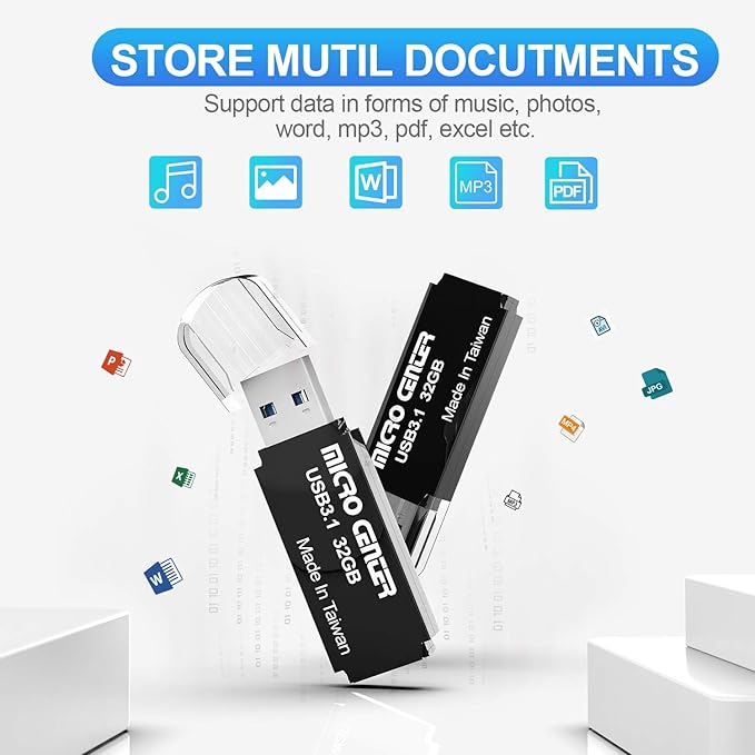 Micro Center Pro 2 Pack 32GB USB 3.1 Gen1 Flash Drive Faster USB Stick External Data Storage Thumb Drive (32GB 2-Pack, Black)