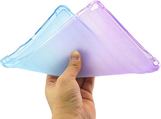 Translucent Frosted TPU Back Case for Apple iPad Air 3 (3rd Gen) 10.5" 2019 and iPad Pro 10.5" (2017) Gradient Color Impact Resistant Corner Protection Shockproof Cover, Purple & Blue