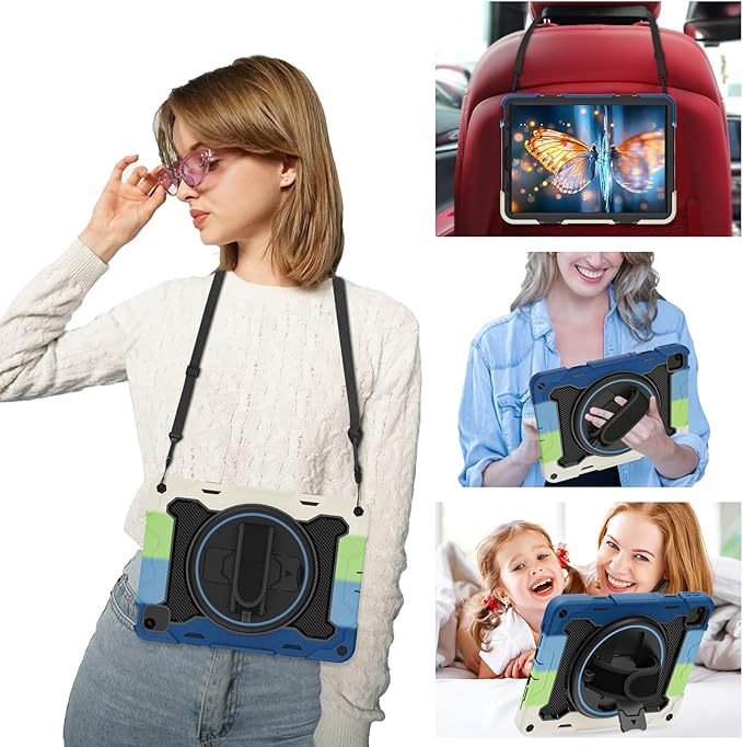 for iPad Pro 11 Case 4th 3rd 2nd 1st Gen (2022 2021 2020 2018) & iPad Air 5th 4th Generation 10.9 inch Case with HD Screen Protector, 360 Rotating Kickstand/Hand Strap, Shoulder Strap