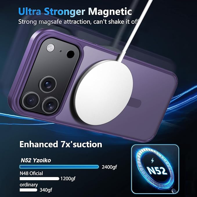 for iPhone 17 Pro Max case with Camera Lens Protector [10Ft Military-Grade Protection] Compatible with fit MagSafe Shockproof Cover Phone case for iPhone 17 Pro max 6.9 inch,Deep Purple