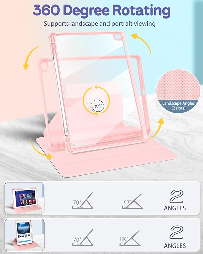 Uppuppy for iPad 5th/6th Generation Case for iPad Air 1st/Air 2nd/Pro 9.7 inch 2016 Case - 360 Rotating Stand Folio Smart Cover with Pencil Holder for Women Girls, Christian Words for Apple Tablet