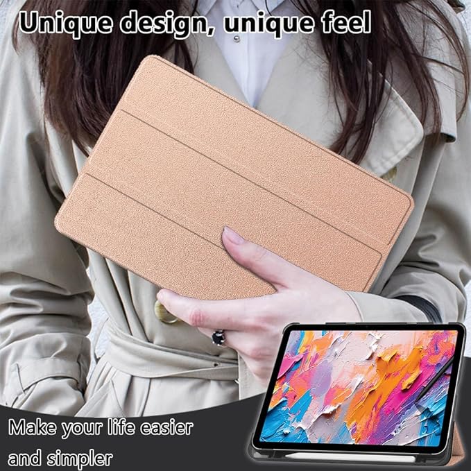 [NSFN] for TCL NXTPaper 11 Plus Tablet Case,TCL Tablet 11.5Inch Case, Ultra Thin, Protective Case, Trifold, Magnetic Closure, Stand, Shockproof, Ultra Lightweight, with Pencil Holder, Rose Gold