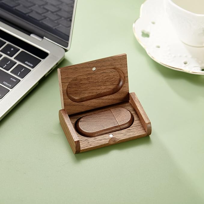 USB Flash Drive, 32GB Wooden USB2.0 High Speed USB Thumb Drives Memory Stick Pen Date Storage Stick Pendrive (Walunt Ellipse)