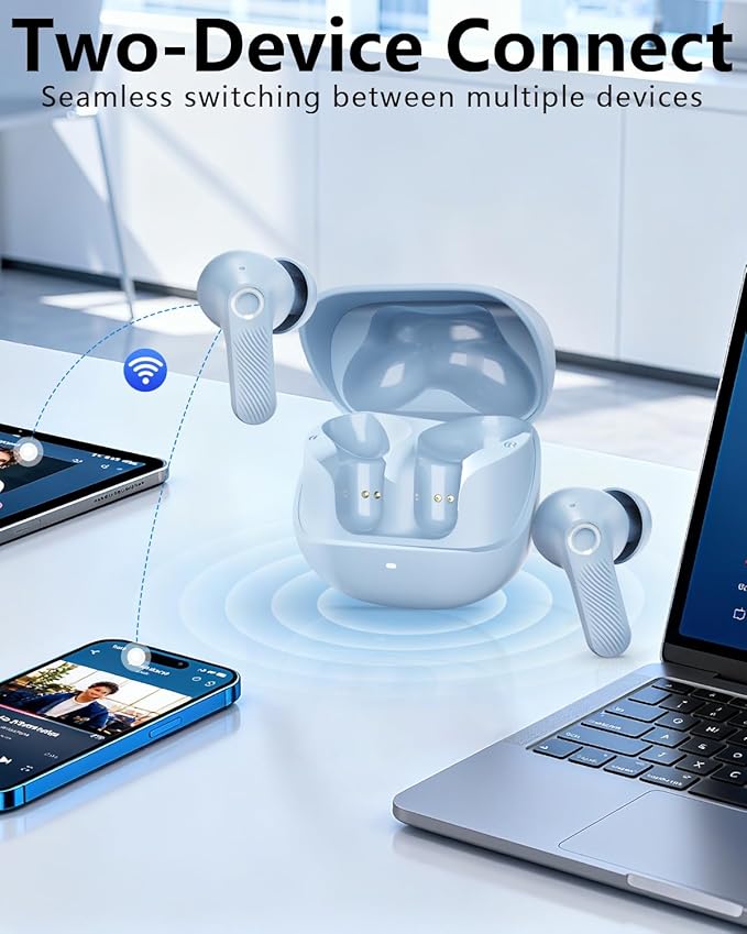 Wireless Earbuds with Active Noise Cancelling,140-Hour Long Battery Life Bluetooth 5.4 Ear Buds,Multi-Device Pairing,Enhanced Clear Call,Deep Bass Stereo Headphone,in-Ear Earphones