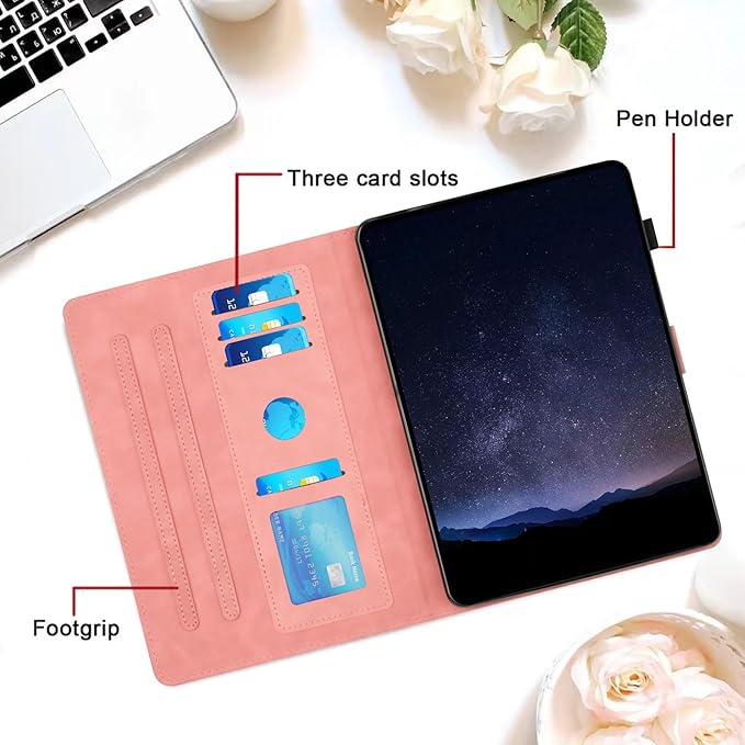 DTangLsm for iPad A16 Case iPad 11th Generation Case 11-inch 2025, iPad 10th Generation Case 10.9-inch 2022, Smart PU Leather Folio Stand Cover with Pencil Holder, Auto Wake/Sleep, Honeycomb Pink