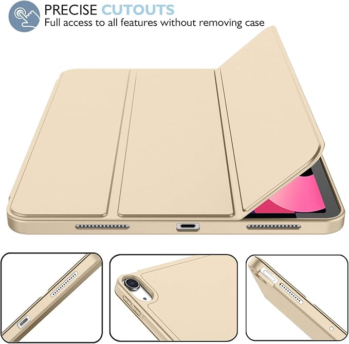 iMieet iPad Air 11 Inch Case M4/M3/M2(2026/2025/2024), iPad Air 5th/4th Generation Case 2022/2020 10.9 Inch with Pencil Holder,Trifold Stand Smart Case with Soft TPU Back(Champagne Gold)