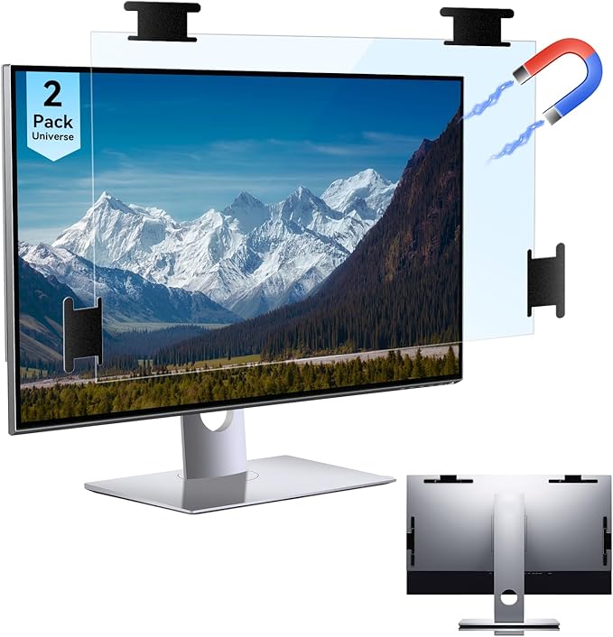 [2 Pack] Magnetic Hanging 27 Inch Computer Anti Blue Light Screen Protector for 16:9 Aspect Ratio Widescreen Monitor, Eye Protection Anti-Glare Light LED PC Screen Protector, Removable 27in Protective Film
