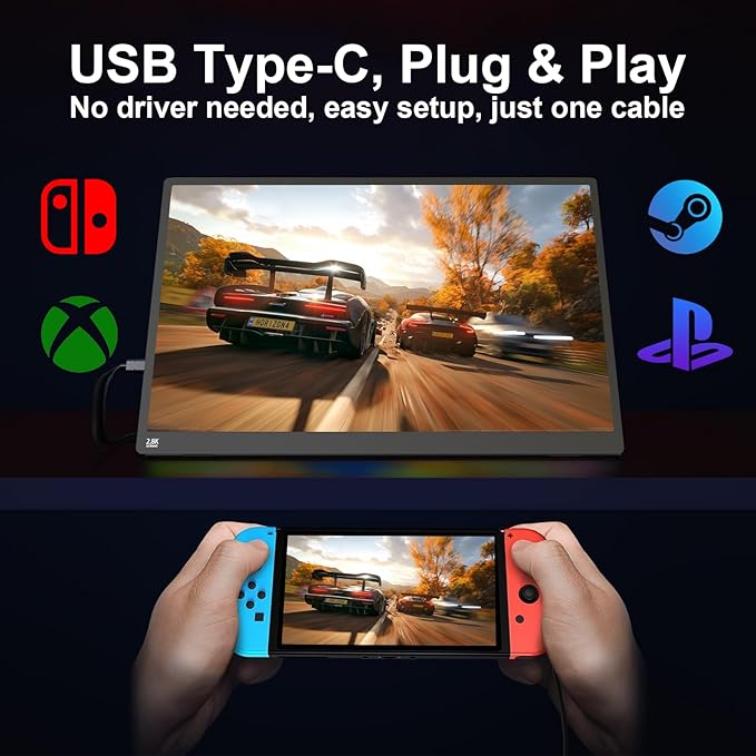 IBW 15.6" 2.8K 100Hz Portable Monitor Touchscreen, QHD 2880x1620 IPS Gaming Display, 300 Nits 100% sRGB HDR FreeSync, USB-C HDMI External Second Screen for Laptop PC Phone Switch PS5