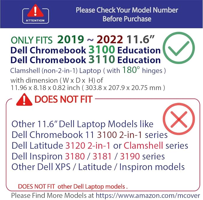 mCover Case Compatible for 2019~2022 11.6" Dell Chromebook 3100/3110 Education Clamshell (180 ° Hinge) Laptop ONLY (NOT Fitting Any Other Dell Models) - Red