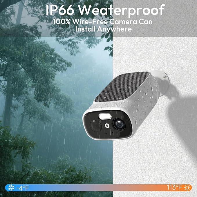 2pcs 2.4G/5G WiFi Cameras for Home Security with Embedded Solar Panel,2.5K Solar Security Cameras Wireless Outdoor with Color Night Vision,2-Way Talk,Siren,IP66, Cloud/SD, AI Detection,W/Alexa