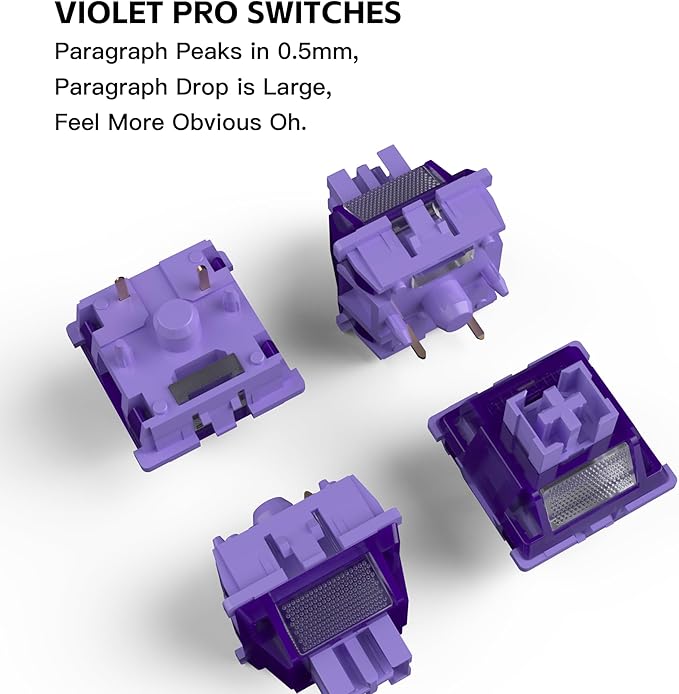 Zjmehty Outemu(Gaote) Violet Keyboard Switches with Light Diffusers,40g Tactile Pre-Lubricated Switches for MX Mechanical Keyboards(20PCS)
