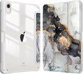Fintie Hybrid Slim Case for iPad Mini 7 (A17 Pro, 7th Generation) 2024 / iPad Mini 6 (6th Gen) 8.3 Inch, [Built-in Pencil Holder] Shockproof Cover Clear Transparent Back Shell, Cloudy Marble