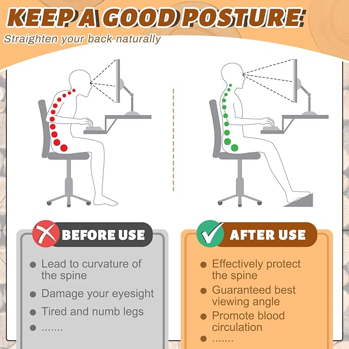 Yookeer Foot Rest for Under Desk at Work, Wooden Foot Stool, Slanted Desk Foot Rest, Ergonomic Adjustable Office Footrests, Nursing Foot Stool for Office and Home(Light Brown,Low)