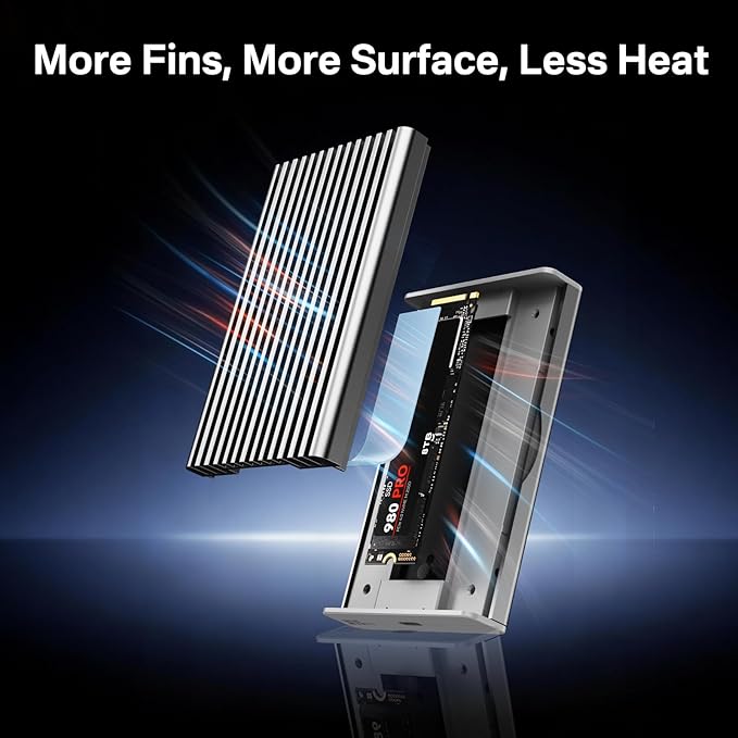 ANYOYO NVMe M.2 SSD Enclosure, 40Gbps NVMe Enclosure Up to 8TB SSD, Tool-Free Aluminum Case with Triple Fins Heat Dissipation, Compatible with Thunderbolt 3/4 & USB4/3.2/3.1/3.0/2.0 M1 M2 Pro/Max