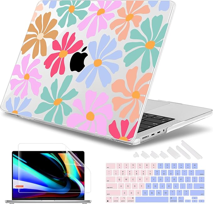 May Chen for 2026 MacBook Pro 14-inch M5 M4 M3 M2 M1 Pro/Max Chip, Release 2026 2025-2021, Model A3427 A3426 A3434 A3112 A3401 A3185, Plastic Hard Shell with Keyboard Cover, Groovy Flower