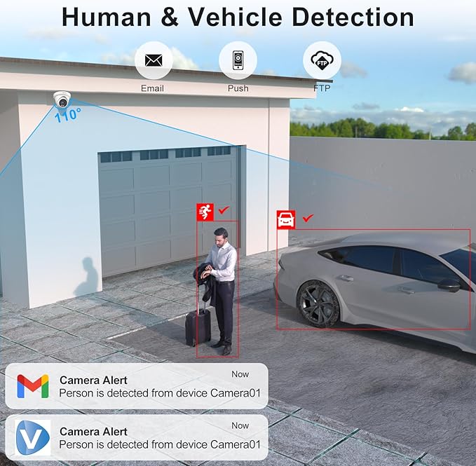 Anpviz 5MP PoE IP Camera, Smart Color Night Vision 100ft, Human & Vehicle Detection,Built-in Mic, 512GB SD Slot, PoE Security Camera Outdoor Indoor, IP66, NDAA Compliant (U Series)