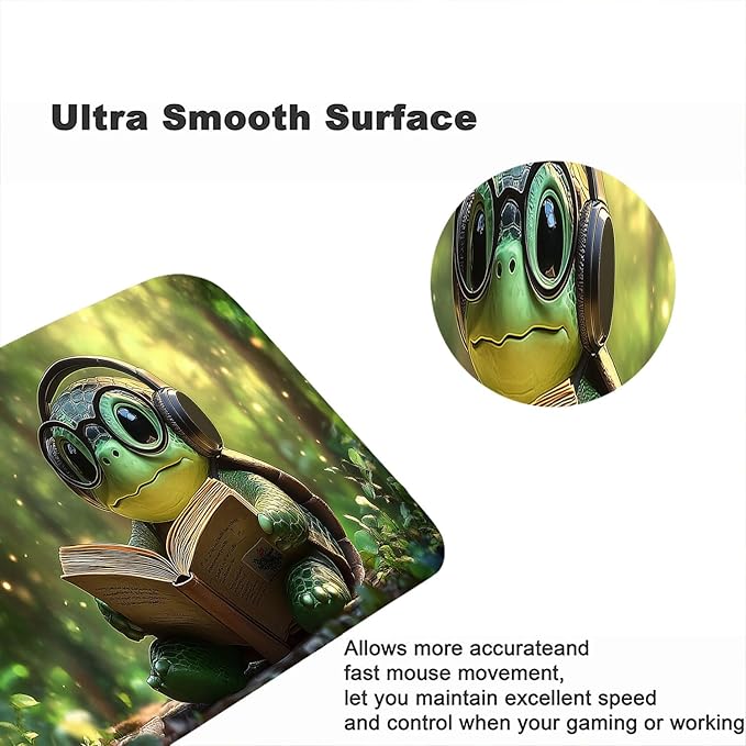 Green Turtles Gaming Mouse Pad Reading Book Forest Cute XL Mouse Pad Large Mousepad Extended Laptop Keyboard Mat Gaming Desk Pad Mouse Mat 31.5"x11.8" Office Computer Keyboard Laptop Home