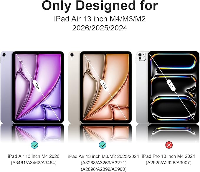 for iPad Air 13 inch M4/M3/M2 Case (2026/2025/2024,Model A3268/A3269/A3271), Auto Sleep/Wake and Magnetic Closure, Trifold Stand Case, PU Leather Cover, Support Apple Pencil Pro, Dark Blue