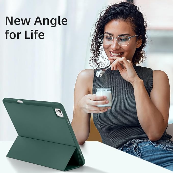 Akkerds Compatible with iPad Pro 13 Inch Case (M5/M4) 2025/2024, for iPad 13 Pro Case with Pencil Holder, Slim Trifold Stand Protective Cover with Soft TPU Back, Auto Wake/Sleep (DarkGreen)