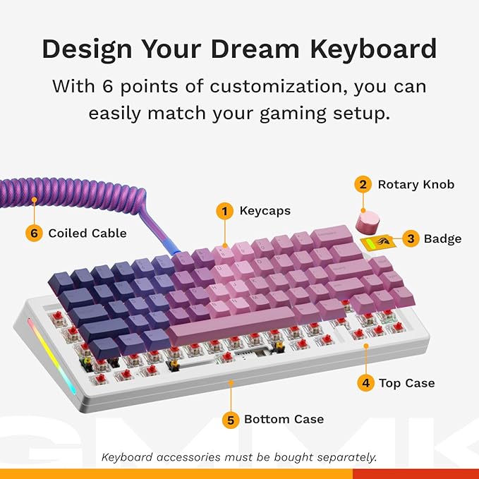 Glorious Gaming - GMMK 3 HE Rapid Trigger Keyboard, Hall Effect, 8K Polling Rate, MX Mechanical & Magnetic Switches, Hotswappable 65% Keyboard, Modular Gasket System, Doubleshot PBT keycaps (White)